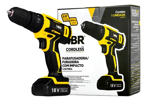 Parafusadeira Furadeira WBR Cordless 18V com Impacto 3/8 Bateria