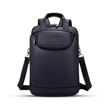 Mochila Couro Reforçada Executiva Grande Mochila para Notebook Trabalho Viagem Escola com Cabo de Aço Impermeável (Preto)