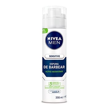 NIVEA MEN Espuma de Barbear Sensitive - Para peles sensíveis, alivia vermelhidão, com extrato de camomila e vitamina E, deslizamento suave da lâmina