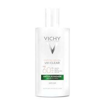 Vichy Capital Soleil UV-Clear Protetor Solar Facial Antioleosidade e Antiacne Sem Cor, Toque Seco FPS 60, com Niacinamida e Ácido Salicílico