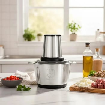 Multiprocessador E Triturador De Alimentos Elétrico Picador de 2 Litros Inox 110v Moedor de Alimentos Cortador de Carne Cortador de Legumes