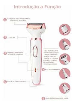 Depilador Feminino 4 Em 1 Elétrico Íntimo Buço Nariz Rosto Recarregável USB Bivolt