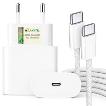 Kit Carregador Turbo 25W USB-C com Cabo Reforçado Premium