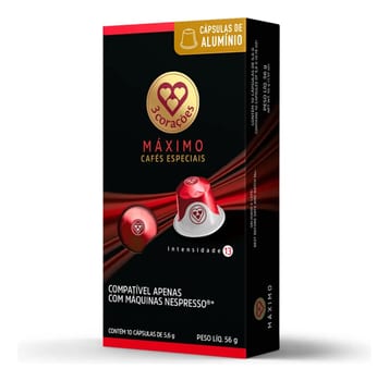 Cápsula Café Espresso Intensidade 13 Compatíveis Nespresso - 3 Corações 10 un