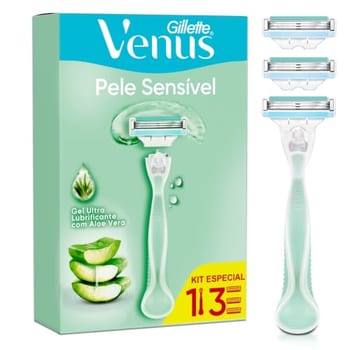 Gillette Venus Pele Sensível Aparelho de Depilar com Aloe Vera + 3 Cargas