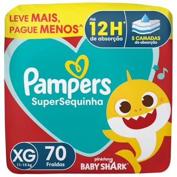 Fralda Pampers Supersequinha Tamanho XG 70 Unidades