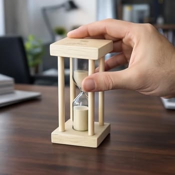 Mini Ampulheta Decorativa 10 Minutos 11,5x5cm Vidro e Madeira Premium Mesa