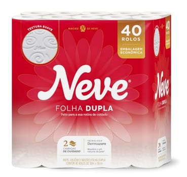 Papel Higiênico Neve Toque de Seda Folha Dupla 40 rolos 30M