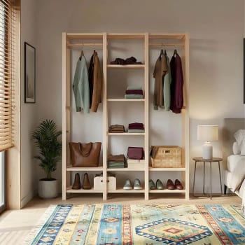 Closet Aberto Guarda Roupas Arara Cabideiro Com Prateleiras