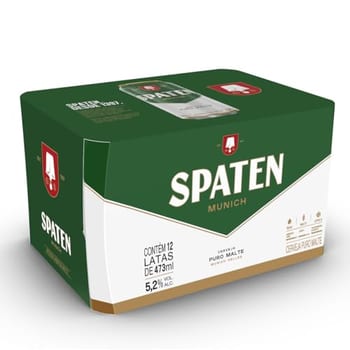 Cerveja Spaten, Puro Malte, Lata 473ml, Pack com 12 unidades