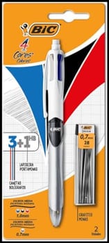 Caneta Esferógráfica Bic 4 Cores + Lap+ Graf 0.7 MM