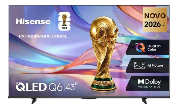 Smart TV Hisense HI-QLED 4K 43" Polegadas com Dolby Vision, Dolby Gaming e Compatibilidade Alexa- 43Q6QV