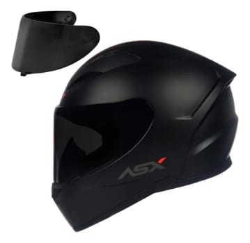 Capacete Asx City Solid Preto Fosco + Viseira Fumê