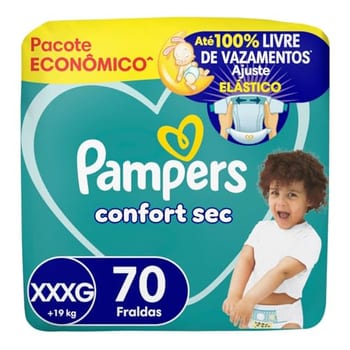 Fralda Pampers Confort Sec Tamanho XXXG, 70 Unidades