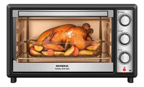 Forno Elétrico 48L Family Grill Inox Mondial Preto/Inox 2000W FRN-48-BI