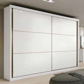 Guarda-roupa Casal MDF 2 Portas Corrediças Branco 6 Gavetas Móveis Lopas