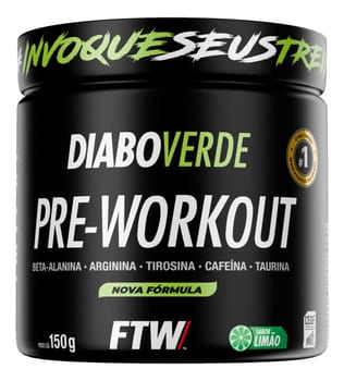 Pré Treino Pre Workout DIABO VERDE Pote 150g Sabor Limão FTW