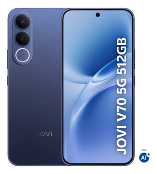 Smartphone JOVI V70 5G Câmera 200MP 512GB de Memória 16GB RAM (8GB + 8GB RAM expansível) Bateria de 7000mAh, Processador Octa-Core - Azul Safira