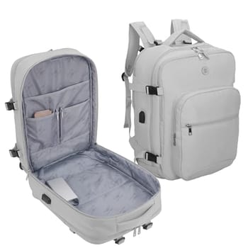 SANTINO Mochila Feminina para Notebook 35L Elegante para Viagem e Trabalho Poliéster Resistente com Porta USB Compartimento para Laptop Alça Carona e