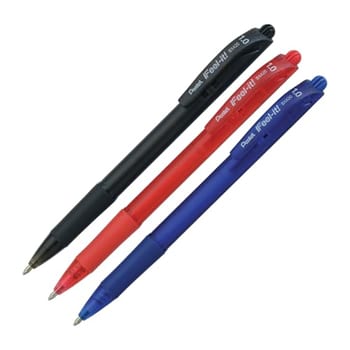 Pentel Caneta Esferográfica Feel It 1.0mm Kit 3 Cores Tintas Azul Preto e Vermelho SM/BX420-ABC