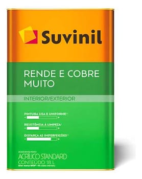 Tinta Acrílica Suvinil Standard 18l Rende E Cobre Muito