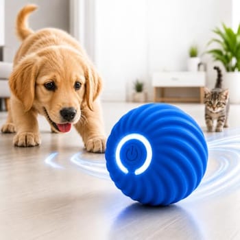 Bolinha Pet Interativa Recarregável USB para Gatos e Cães | Brinquedo Automático com Movimento Inteligente | Bola Antiestresse para Estimular
