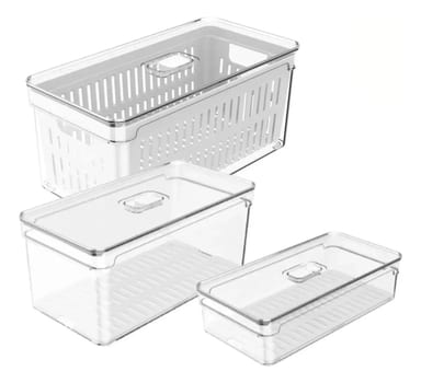 Conjunto Organizadores Kit 3 Peças Clear Fresh Cozinha Geladeira - Ou