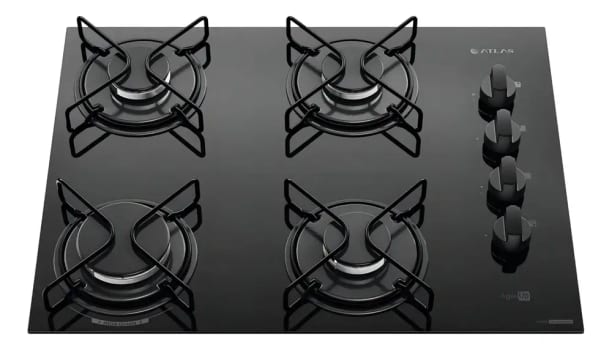 Cooktop 4 Bocas Atlas Agile Up Mesa Vidro Mega Chama Bivolt