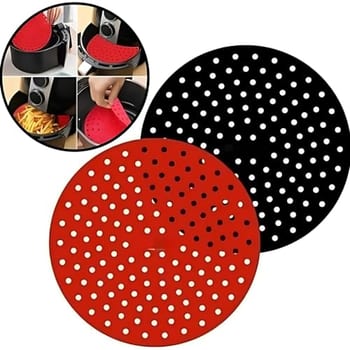 Forro de Silicone Para Fritadeira Airfryer Redondo Reutilizável, Antiaderente Limpeza Facil e Muito Resistente (Vermelho e Preto),"Shop Brasil®"