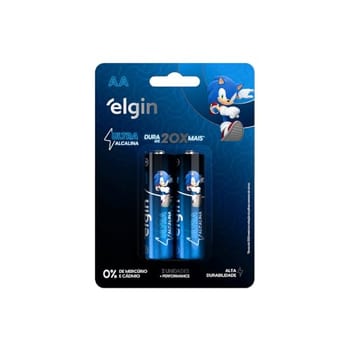 Pilha Ultra Alcalina AA Elgin – Cartela com 2 Unidades Comum
