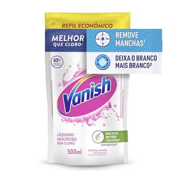 Tira Manchas Vanish Líquido Crystal White para roupas brancas Refil Econômico 500ml