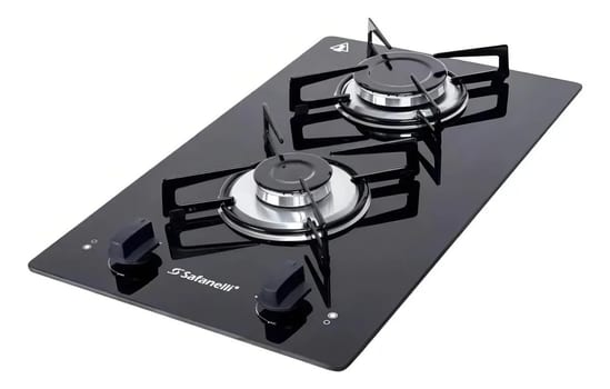 Cooktop Safanelli de Vidro Preto com 2 Bocas para Gás GLP