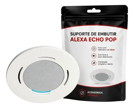 Suporte Para Echo Pop Embutir Teto Gesso Redondo Alexa Pop