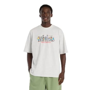 Camiseta Masculina New Balance Ghica Line Up Oversized, Cinza Claro Mescla, P