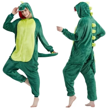 Pijama Macacão Adulto Dino Tipo Mantinha Por Dentro E Fora