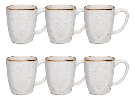 Jogo Com 6 Canecas De 260ml Em Porcelana Ryo Maresia Oxford
