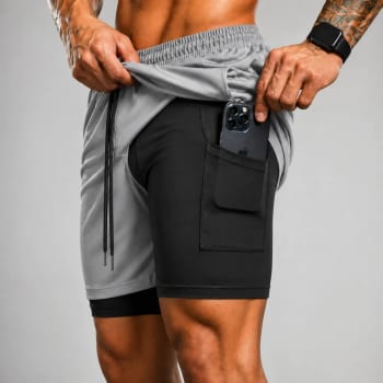 Bermuda Masculina 2 Em 1 Compressão Short Dry Fit Academia