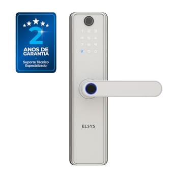 Fechadura Digital de Embutir, Wi-Fi com Biometria, Elsys, SAX, Prata - Abertura via Biometria, Senha Numérica, Aplicativo, Campainha