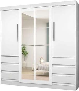 Guarda-roupa Casal com Espelho 4 Portas 6 Gavetas Araplac Atraente Sofia