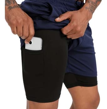 Bermuda 2 Em 1 Short Duplo Com 2 Bolso Laterais E 1 Interno