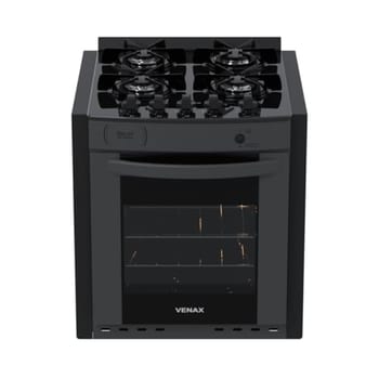Fogao de Embutir 4 Bocas Venax Gaudi Prisma Vitreo Bl Grafite Gas Glp