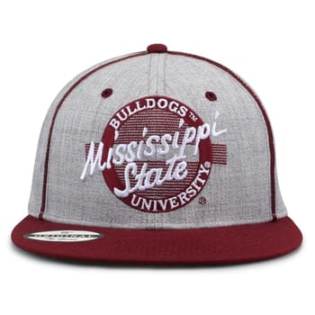 The Game Boné snapback de aba plana licenciado pela NCAA, Mississippi State Bulldogs, cinza/círculo