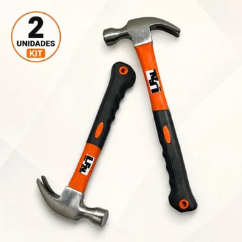 Kit 2 Martelo De Prego Profissional Tipo Unha Cabeça Aço Cabo Fibra Emborrachado Resistente Ferramenta Portátil Multifuncional Construção Obra Casa