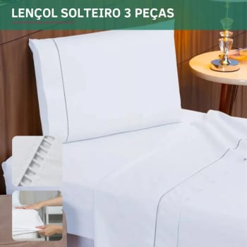 Lençol Solteiro Padrão 3 Peças 400 Fios Percal Com Fronha C/ Ponto Palito Toque Acetinado E Confortável Cor Branco Premium