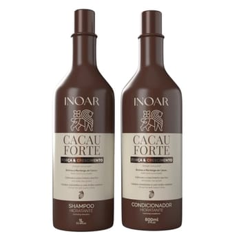 Inoar, Cacau Forte, Kit Shampoo 1L + Condicionador 800ml, Crescimento Saudável e Hidratação Intensa, Biotina e Manteiga de Cacau, Para Cabelos