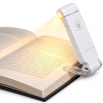 Luz de Leitura LED Recarregável com Clip para Livro, 3 Tons de Luz e Brilho Ajustável, Haste Flexível, Luminária Portátil USB para Ler à Noite