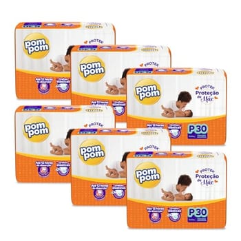 Fralda Pom Pom Protek Proteção de Mãe Jumbo P 180 Unidades