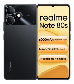 Celular Smartphone Realme Note 80s 128gb 4gb Ram Dual Sim Bateria 6000mah Ultrafino 7,94 Mm Resistência À Poeira E Água Ip54
