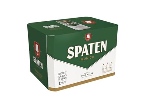 Cerveja Spaten, Puro Malte, Lata 350ml, Pack com 12 unidades