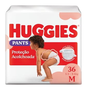 Fralda Pants Huggies Supreme Care, Tamanho M, 36 unidades, Estilo Roupinha, para 5,5 a 9,5 kg